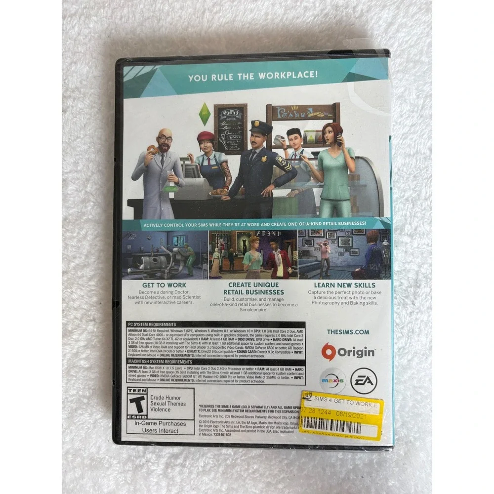 The Sims 4 Get to Work Expansion Pack PC Mac DVD-ROM New Sealed EA Maxis Origin